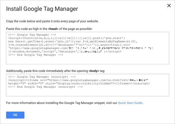 Google Tag Manager codice