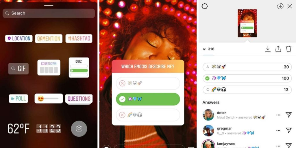 Instagram Stories quiz Weekly marketing recap