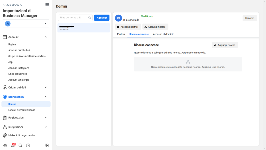 collegare risorse a dominio verificato
